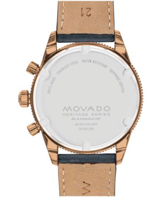 Men's Calendoplan S Swiss Quartz Chronograph Gray Leather Strap Watch 42mm