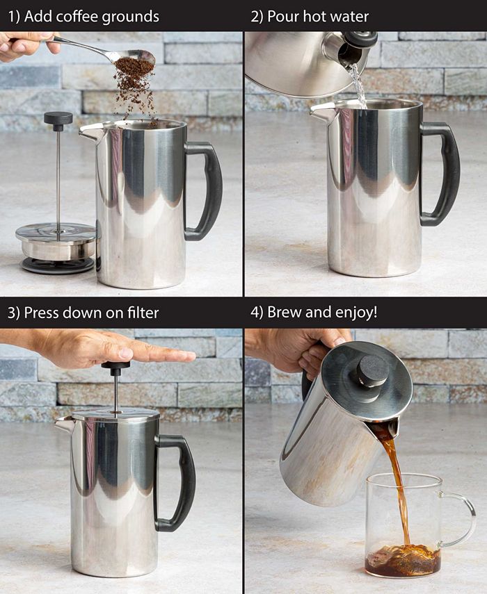 Primula Stainless Steel 10.91" Lexington French Press Coffee Tea Maker