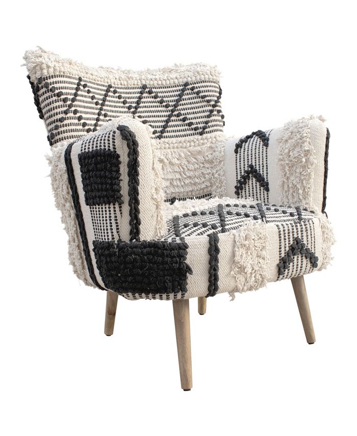 Zuo 33" Wood, Cotton Quixote Boho Chic Accent Chair - Macy's