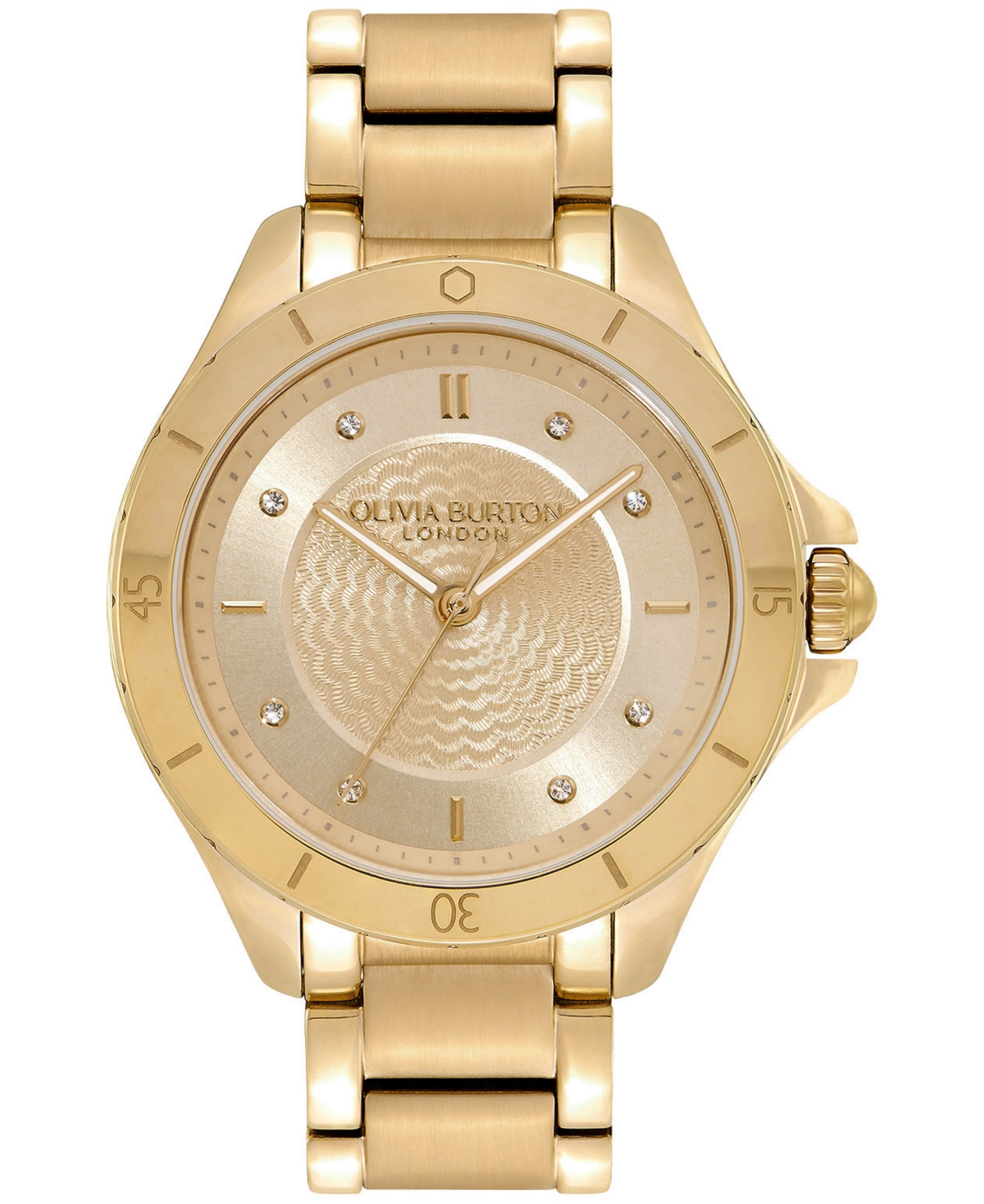 Shop Olivia Burton Women's Sports Luxe Guilloche Gold-tone Steel Watch 36mm