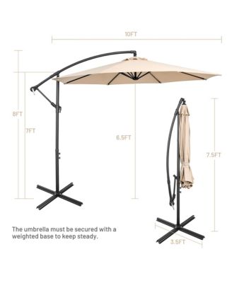 10 FT Patio Offset Umbrella w/8 Ribs Cross Base Tilt