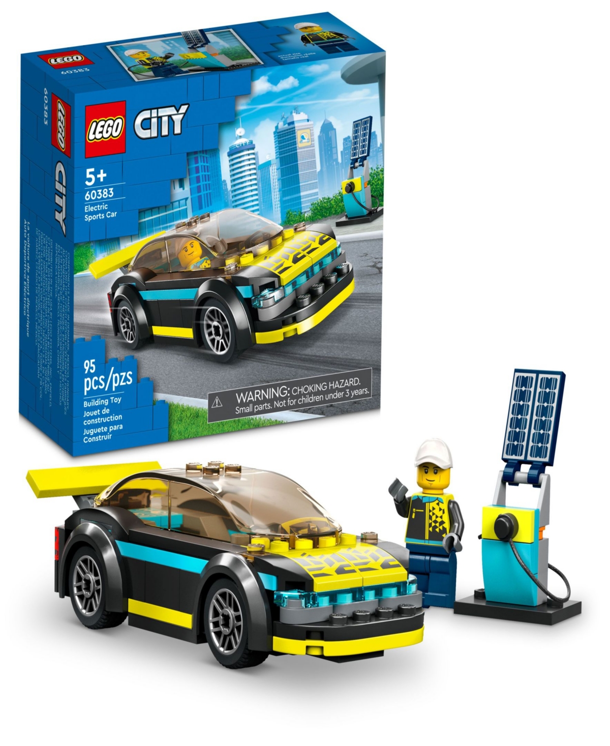 Lego City Great Vehicles Electric Sports Car Model With Minifigure 60383 Toy Building Set In Multicolor
