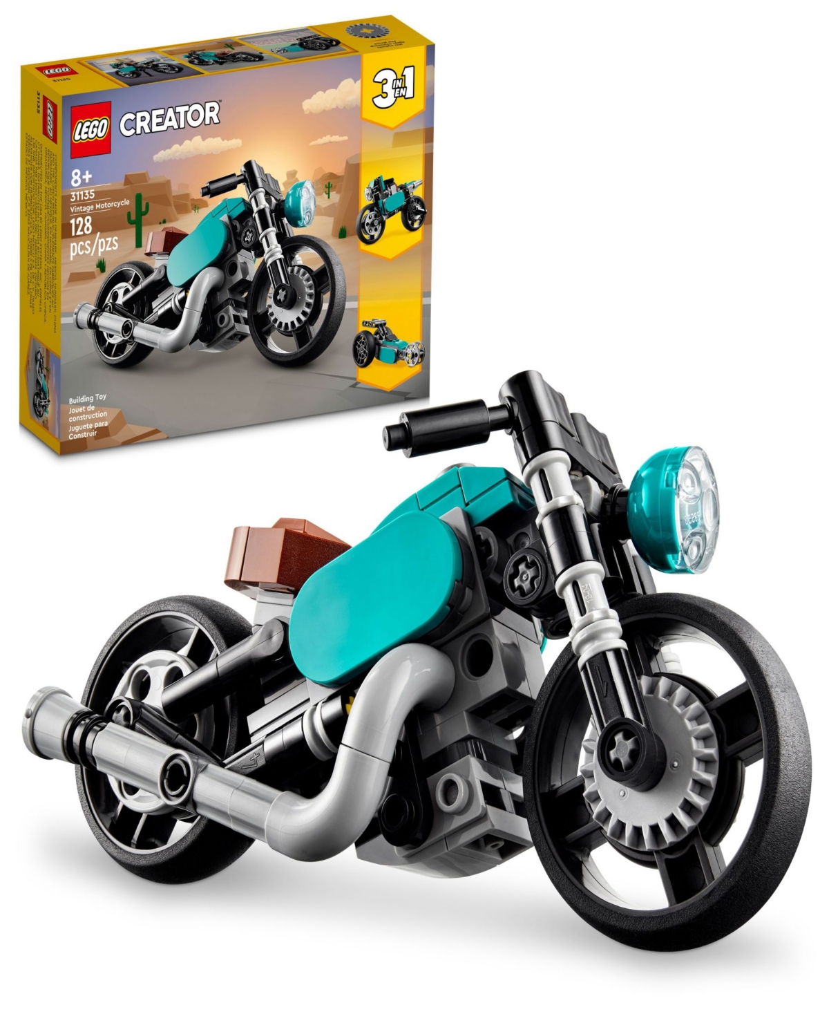 Lego Creator 31135 3-in-1 Vintage Motorcycle Toy Moto Building Set In Multicolor