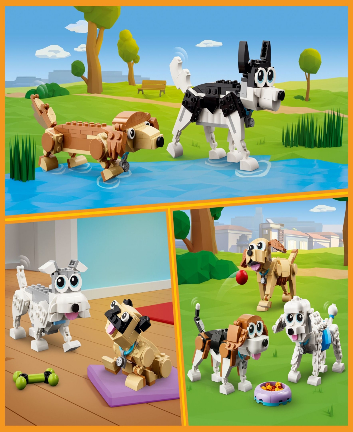 Shop Lego Creator 31137 3-in-1 Adorable Dogs Toy Building Set With Beagle, Poodle And Labrador Builds In Multicolor