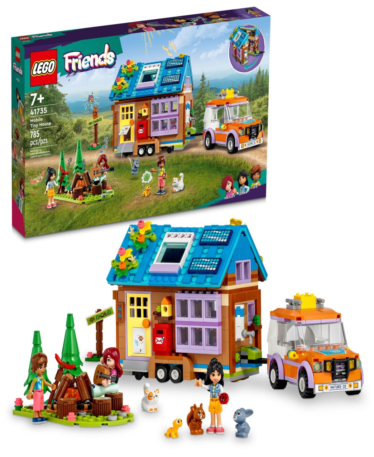 Lego Kids' Friends Mobile Tiny House 41735 Building Toy Set With Leo, Liann, Paisley And Pets Figures In Multicolor