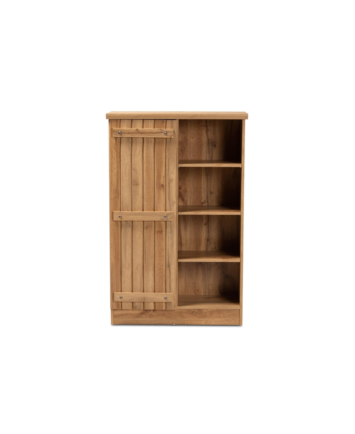 Baxton Studio Eren Modern and Contemporary Farmhouse Natural Finished Wood 1-Door Shoe Cabinet