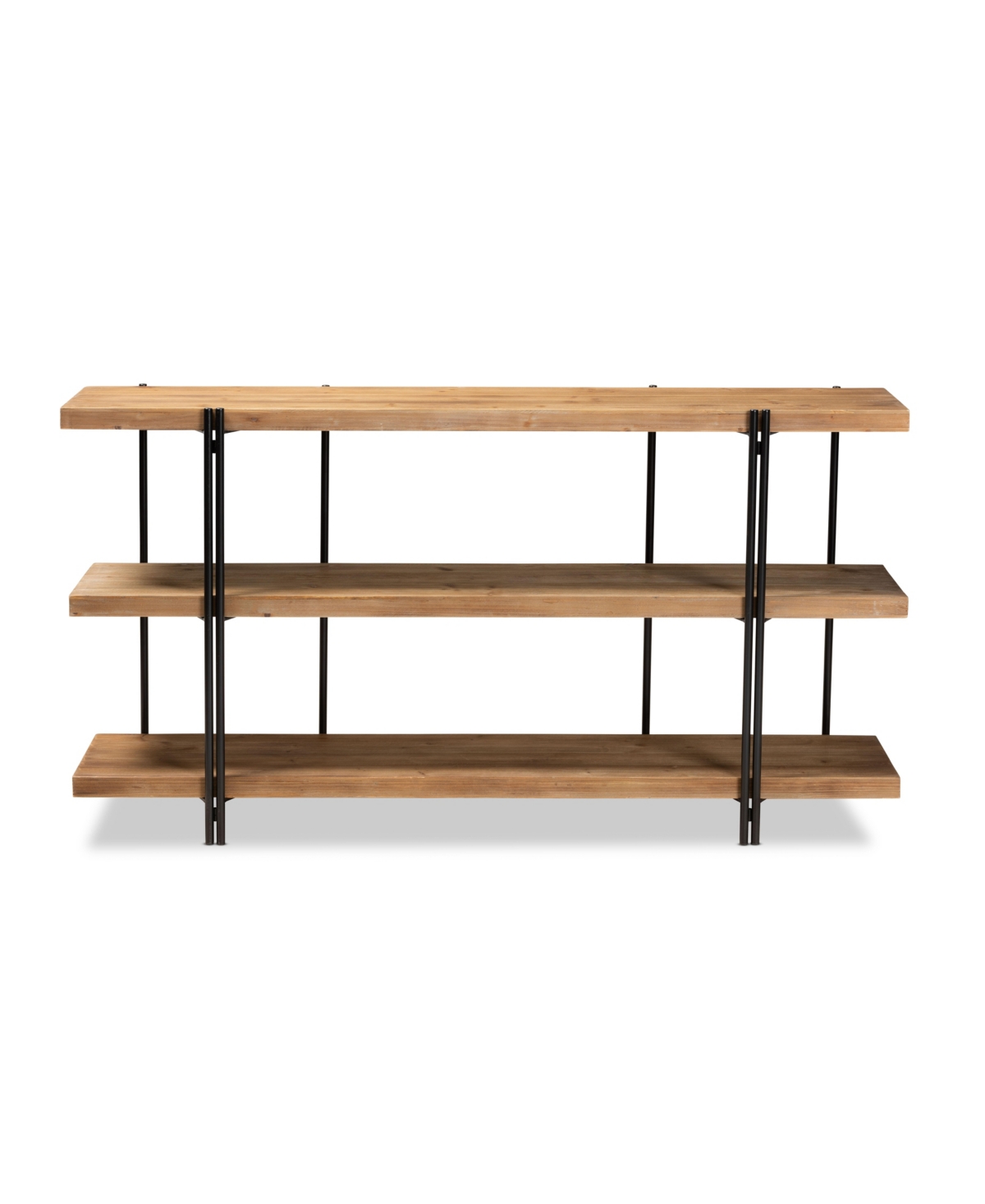 Shop Baxton Studio Tarah Modern 60" Rustic And Industrial Finished Wood And Finished Metal Console Table In Natural Brown,black