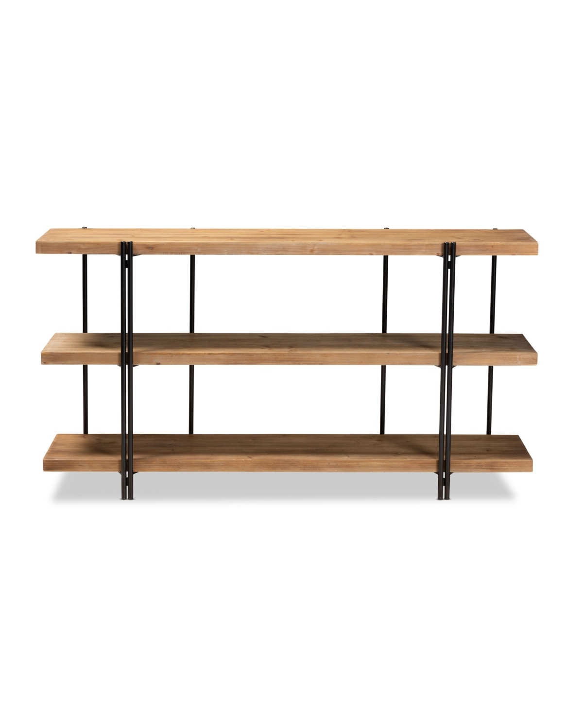 Baxton Studio Tarah Modern 60" Rustic And Industrial Finished Wood And Finished Metal Console Table In Natural Brown,black