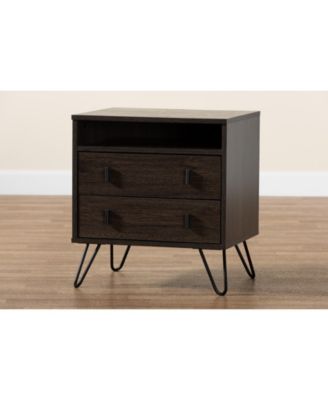 Glover Modern and Contemporary 21.7" Finished Wood and Finished Metal 2-Drawer Nightstand