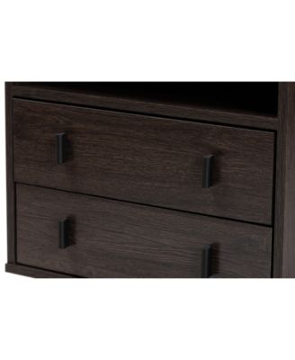 Glover Modern and Contemporary 21.7" Finished Wood and Finished Metal 2-Drawer Nightstand