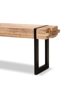 Henson Rustic and Industrial 47.2" Natural Finished Wood and Finished Metal Bench