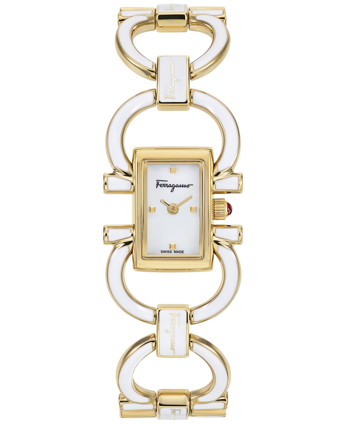 Double Gancini Mini watch, white, Watches Women's
