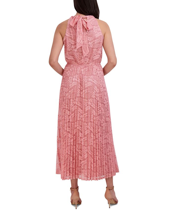 Sandra Darren Women s Sleeveless Pleated Floral Print Halter Maxi