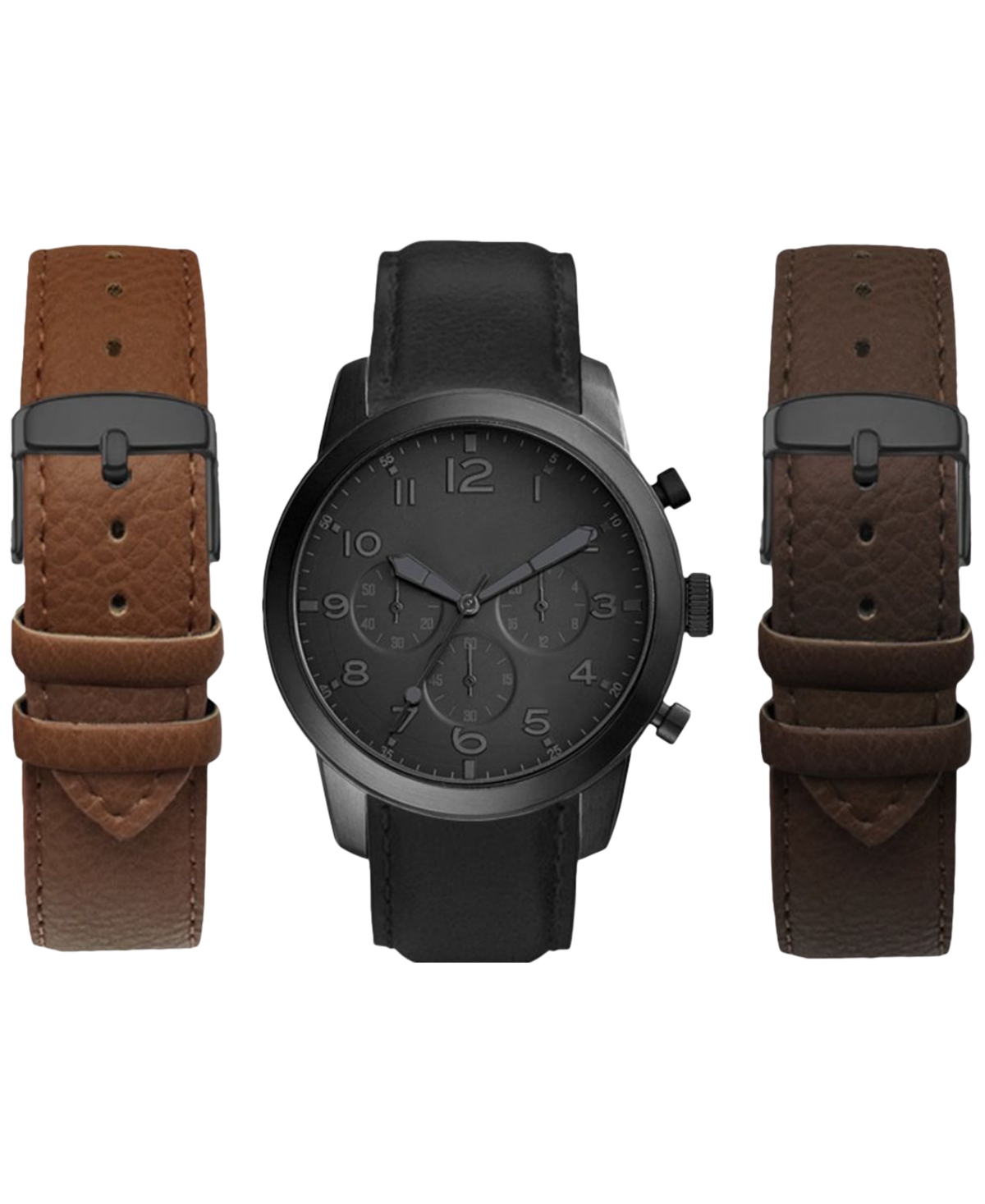 American Exchange Men's Chronograph Interchangeable Strap Watch 44mm Gift Set In Black