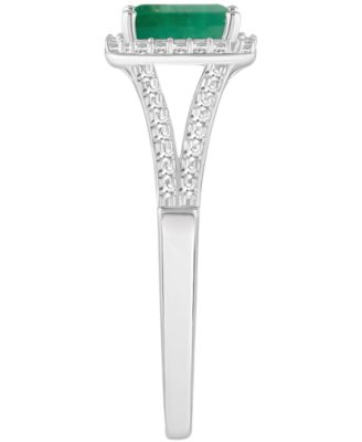 Emerald (1/2 ct. t.w.) & Diamond (1/4 ct. t.w.) Split Shank Ring in Sterling Silver (Also in Ruby & Sapphire)