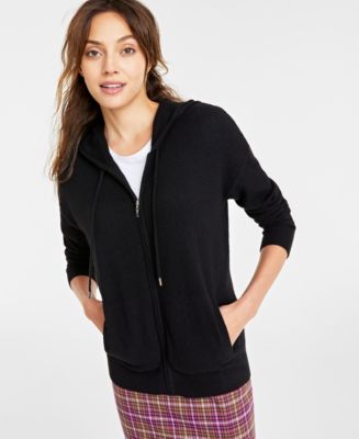Charter Club Petite 100% Cashmere Zip Hoodie, Created for Macy's - Macy's