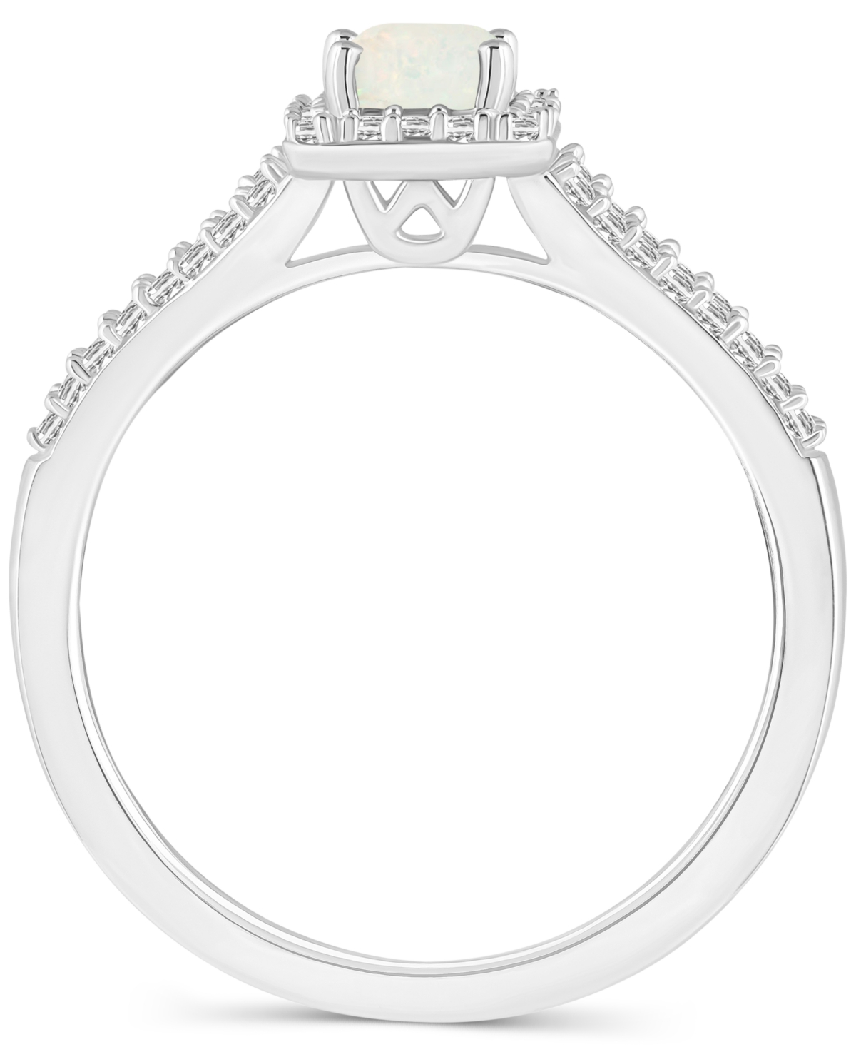 Aquamarine (1/2 ct. t.w.) & Diamond (1/4 ct. t.w.) Split Shank Ring in Sterling Silver (Also  - Opal