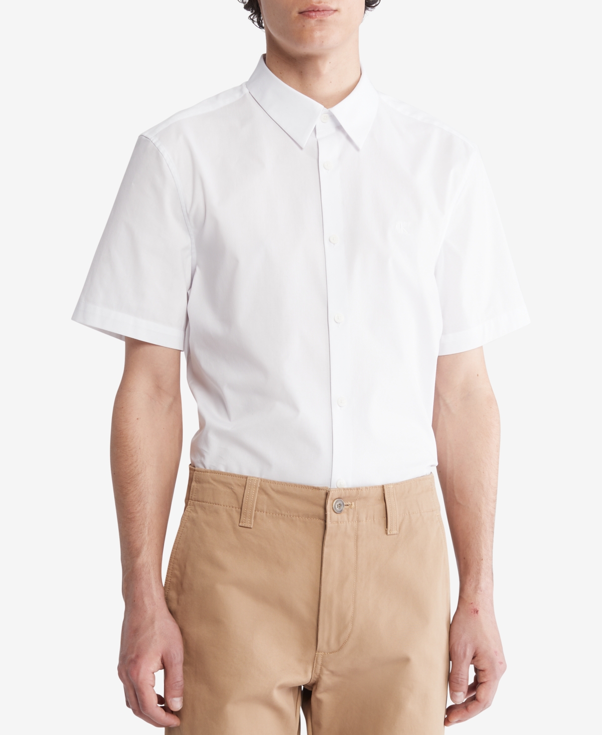 Calvin Klein Men's Slim-fit Stretch Solid Shirt In Brilliant White