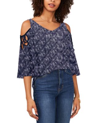 Sam & Jess - Petite V-Neck Cold-Shoulder Knit Top
