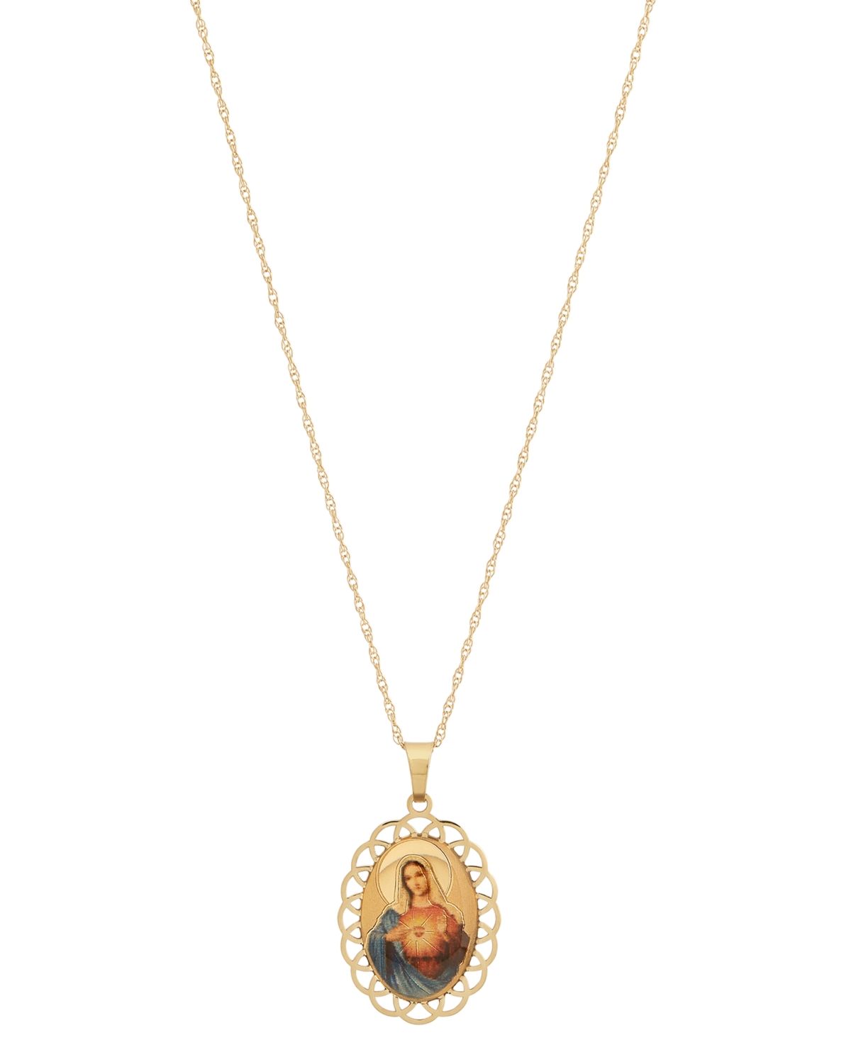 Macy's Virgin Mary Medallion & Prayer 18" Pendant Necklace in 10k Gold