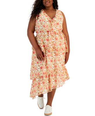 Taylor - Plus Size Floral-Print Tiered Midi Dress