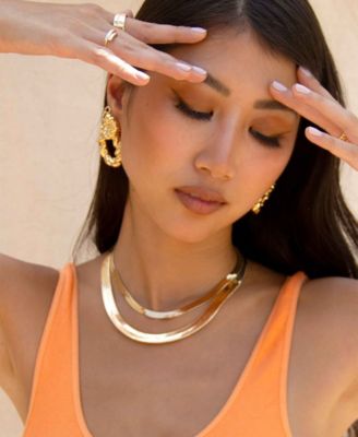 Gold Plated Flat Snake Chain Necklace