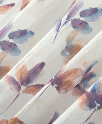 Ellie Floral Print Sheer Rod Pocket Curtain Panel