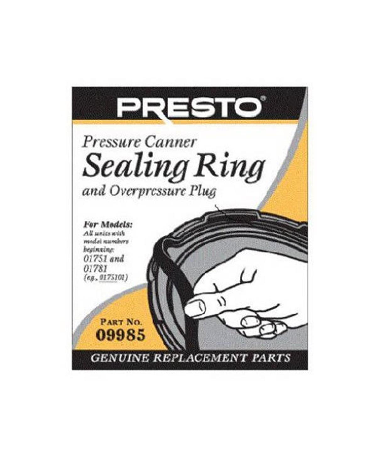 Presto 09985 Pressure Canner Sealing Ring And Overpressure Plug In Black