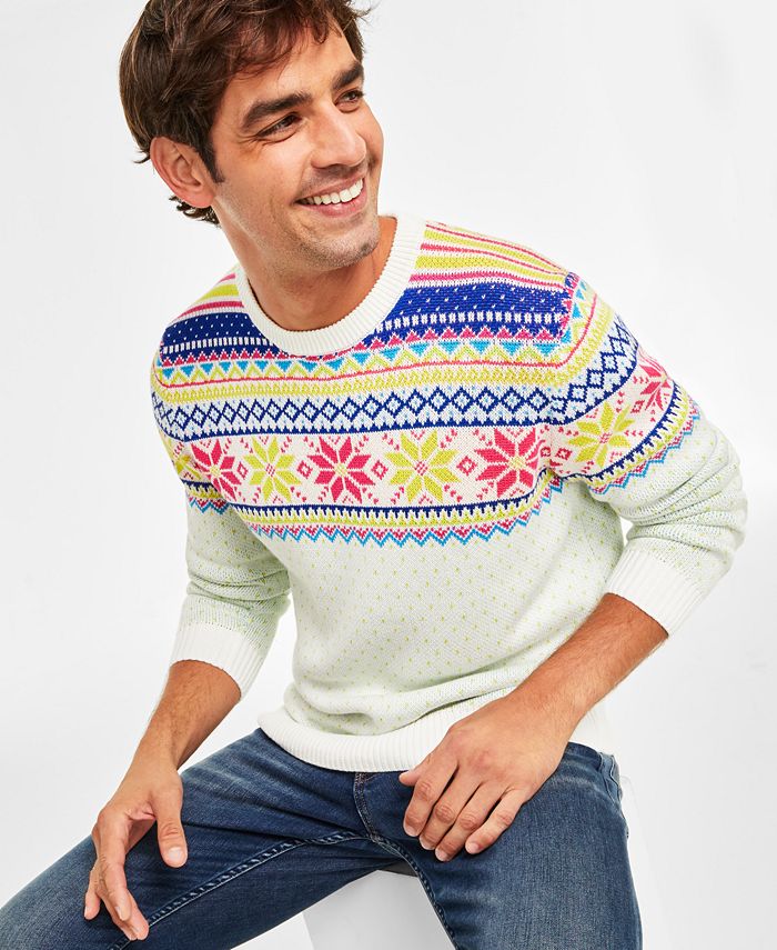 Club Room Charcoal Heather Gray Fair Isle Mens Sweater Large main image 0