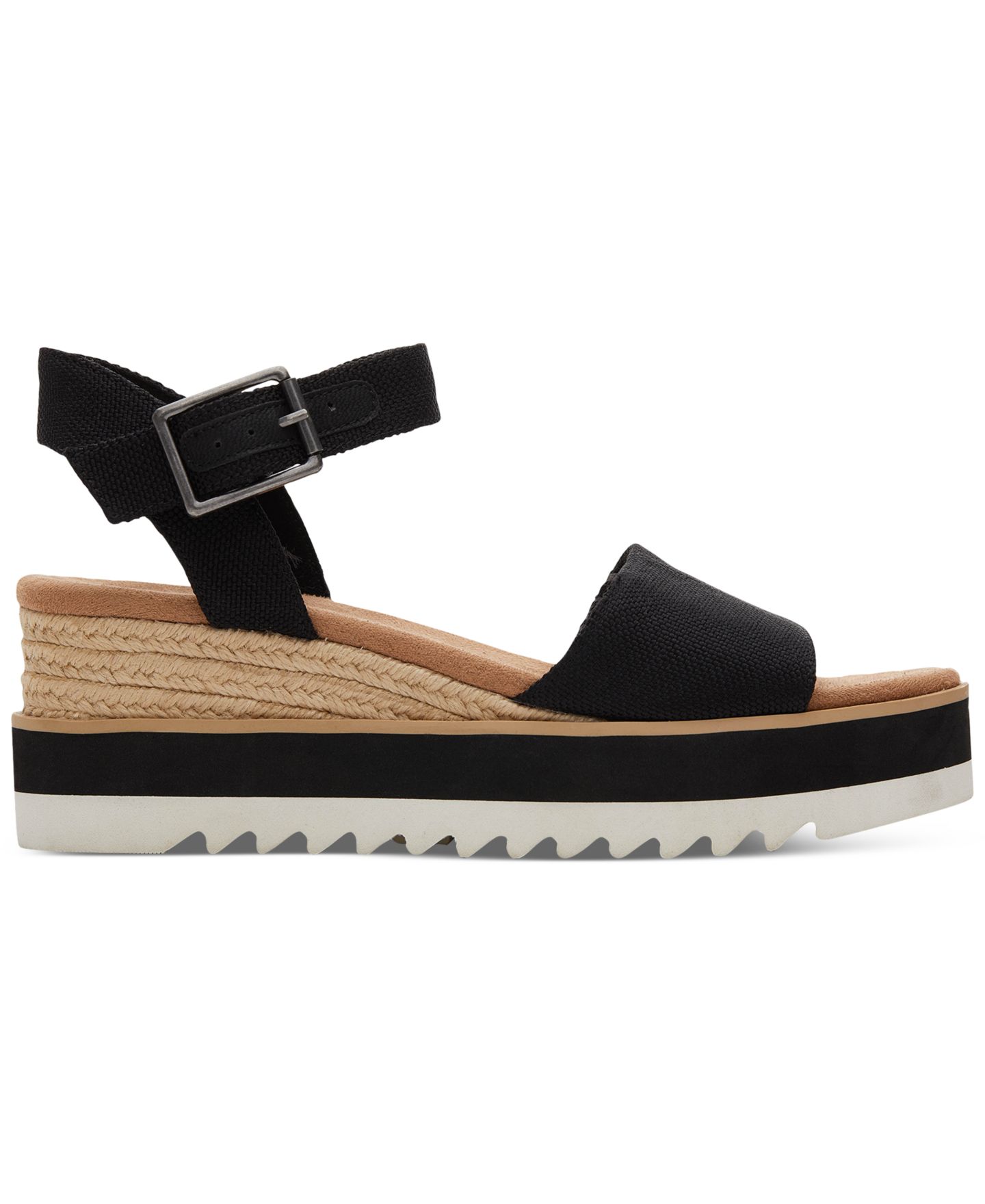 Женские сандалии TOMS Diana Platform Wedge, цвет: Чёрный холщовый — фото 2