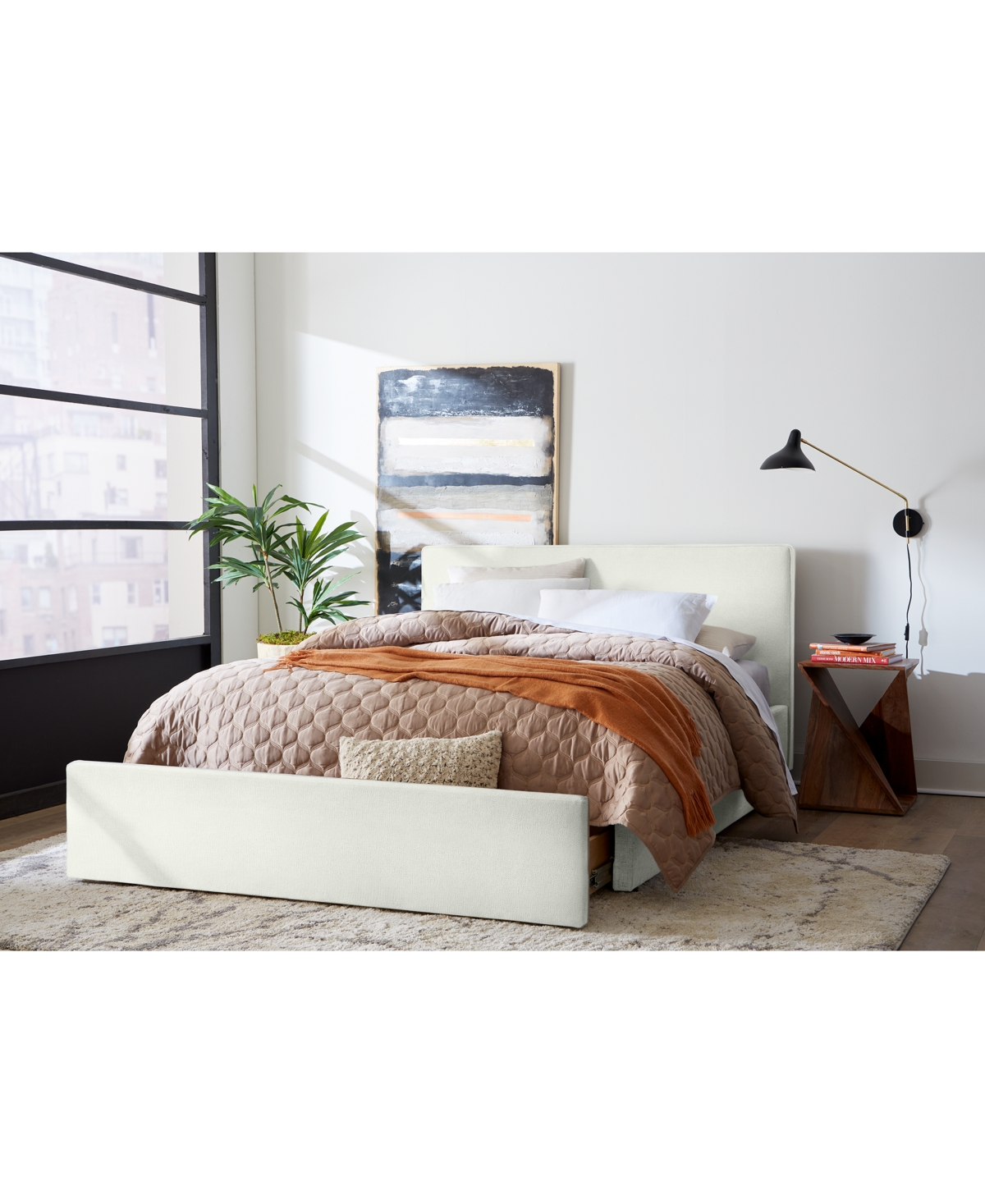 Macy's Mariley Queen Upholstered Storage Bed In Oyster