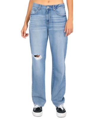 Rewash Juniors' The Baggy Cotton Distressed High-Rise Jeans Macy's