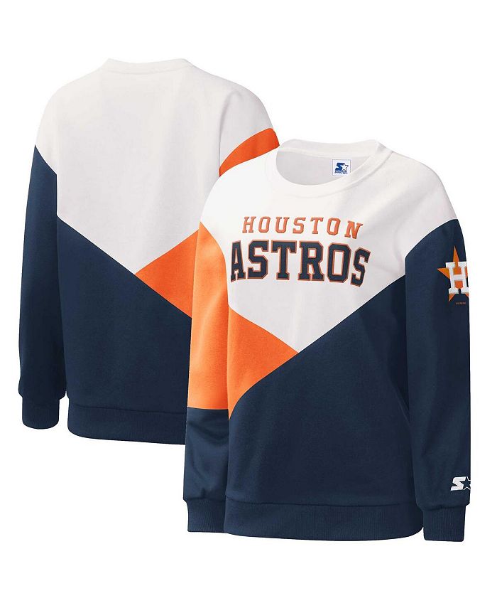 Starter Houston Astros Women's White/Navy Shutout Pullover Sweatshirt