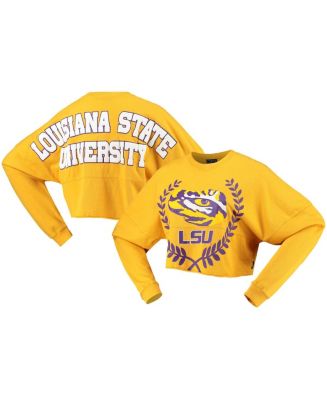 Women's Gold LSU Tigers Laurels Crop Long Sleeve T-shirt - Macy's