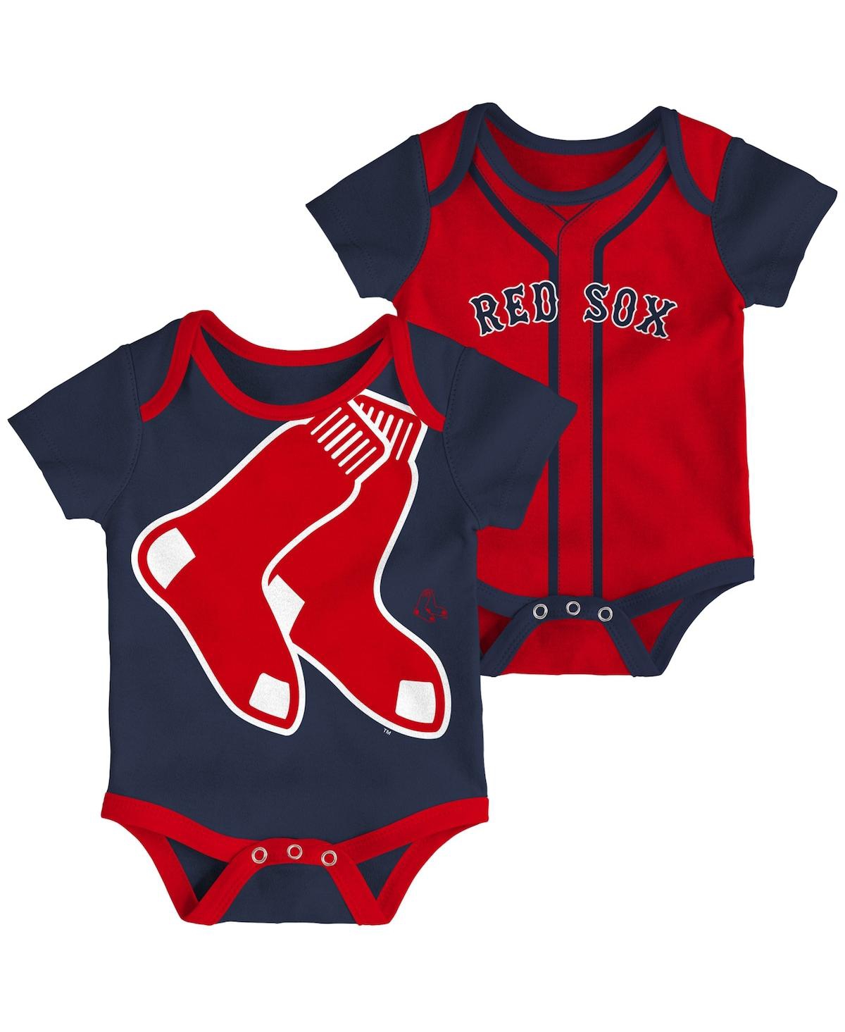 Outerstuff Babies' Infant Boys And Girls Navy, Red Boston Red Sox Double 2-pack Bodysuit Set In Navy,red