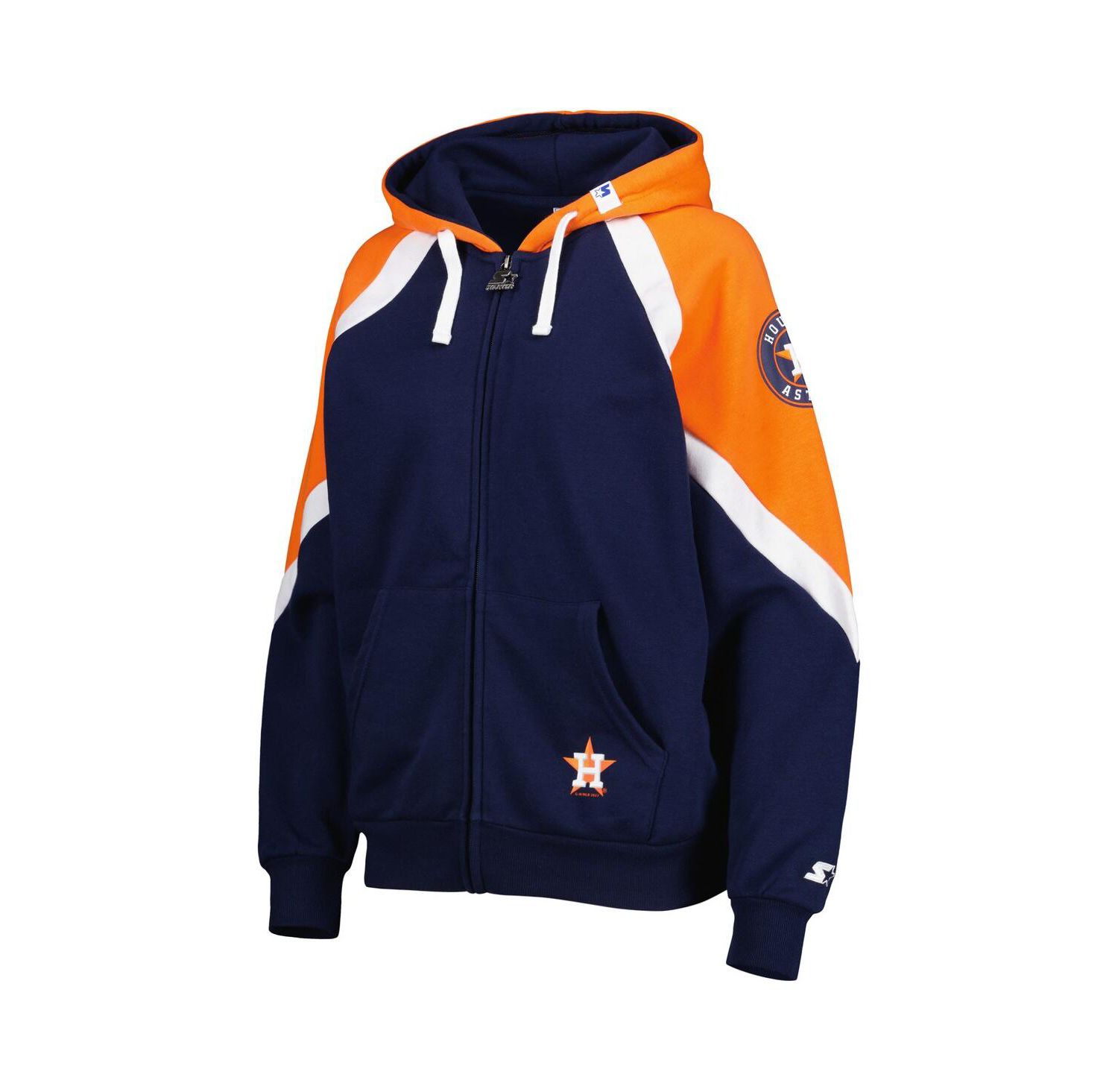 Women's Navy, Orange Houston Astros Hail Mary Full-Zip Hoodie