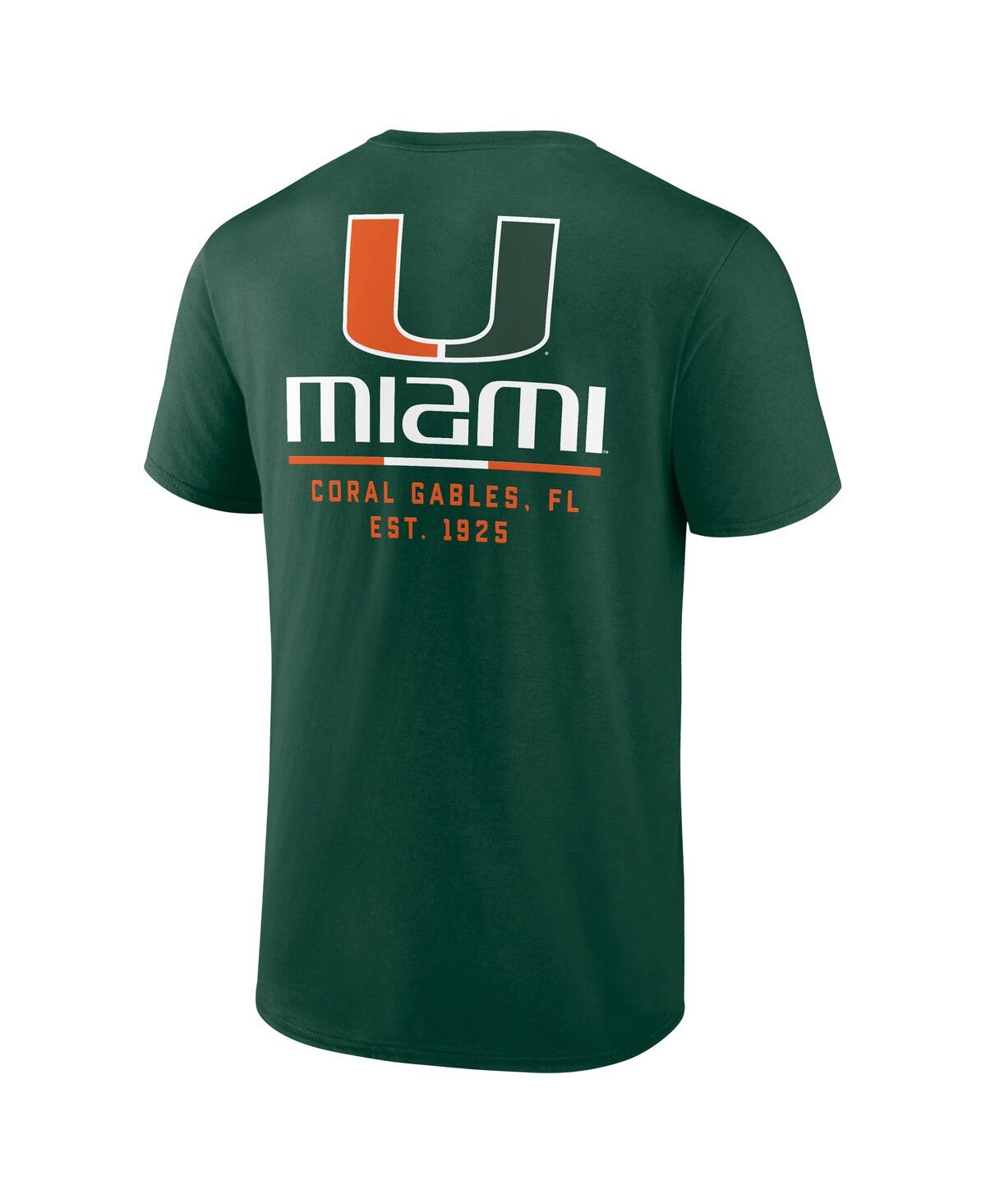Shop Fanatics Men's  Green Miami Hurricanes Game Day 2-hit T-shirt