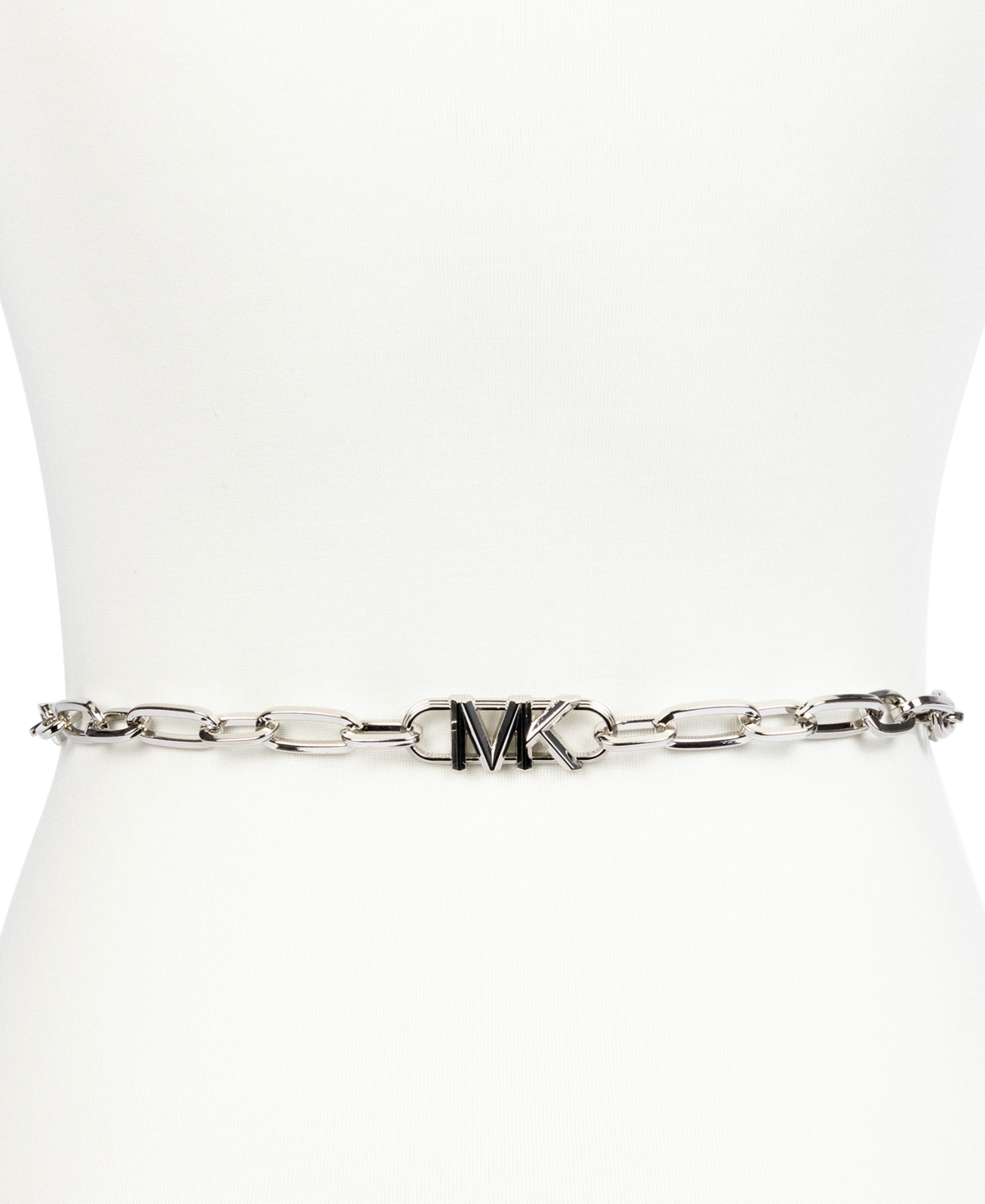 Michael Kors Women\'s Silver MK Logo Stainless Steel Metal Chain Adjustable Belt Michael Kors Silver Chain Belt S/M MK Logo | Mercari main image 2