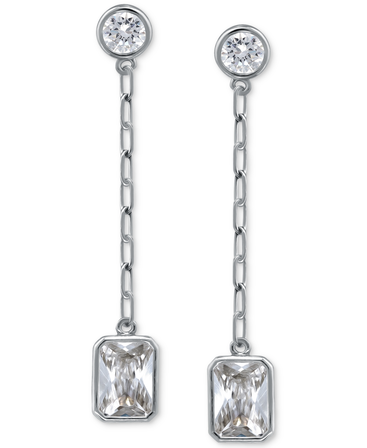 Giani Bernini Cubic Zirconia Chain Drop Earrings, Created For Macy's In Silver