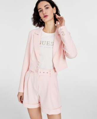 GUESS - Women's Eco Diane Notched Collar Cropped Blazer