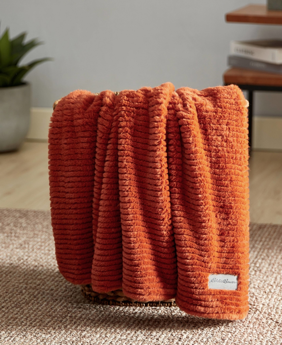 Eddie Bauer Solid Ribbed Super Soft Textured Throw, 50" x 60"