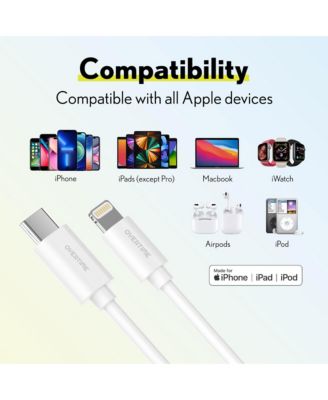Apple MFi Certified iPhone 13/12/11 6ft Charging Cable | USB Type C to Lightning Cable for iPhone - White