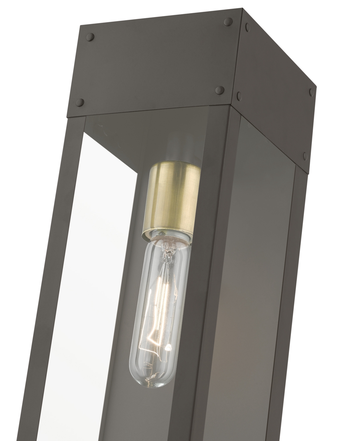 Shop Livex Barrett 1 Light Outdoor Wall Lantern In Bronze With Antique Brass
