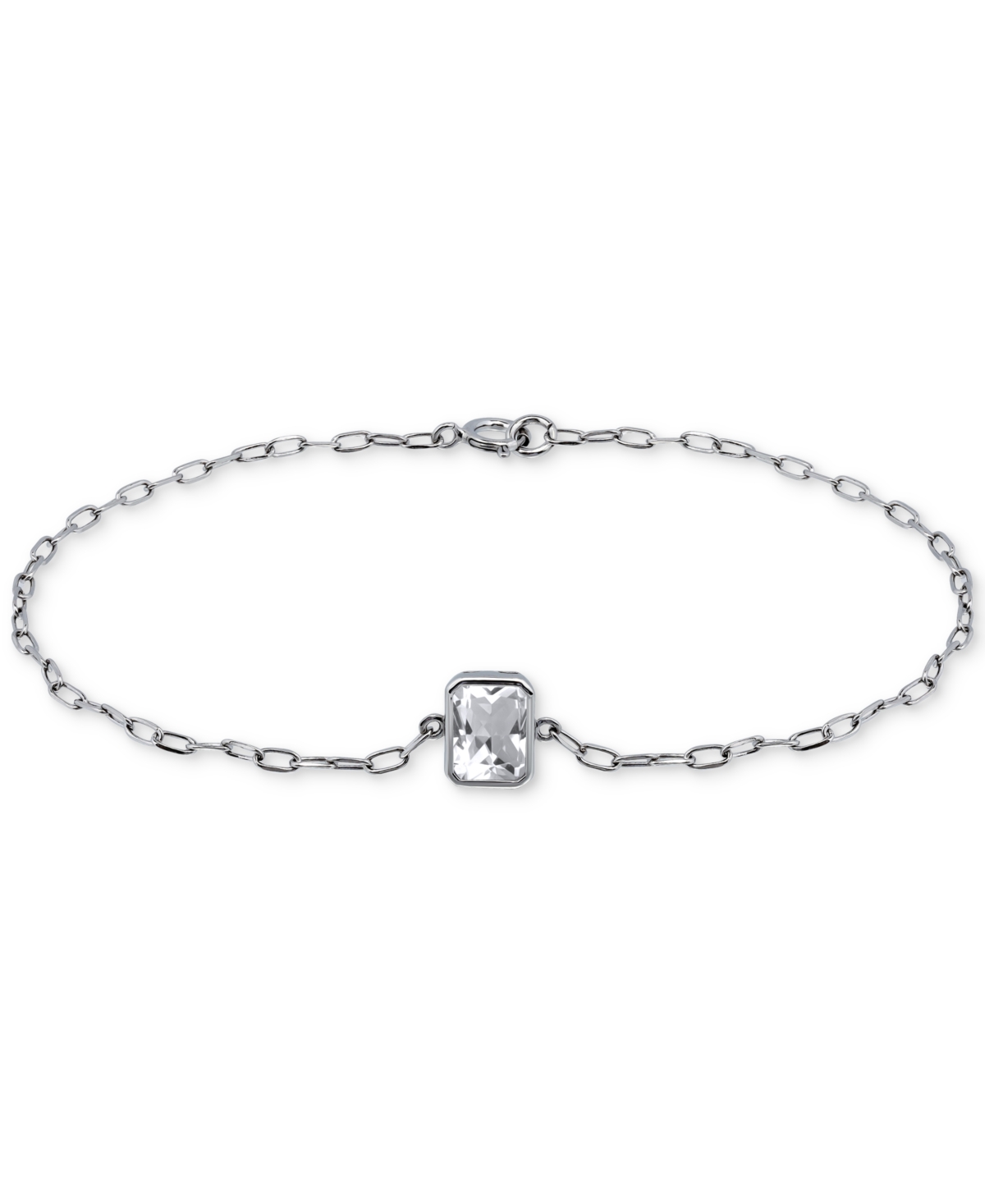 Giani Bernini Cubic Zirconia Octagon Link Bracelet, Created For Macy's In Silver
