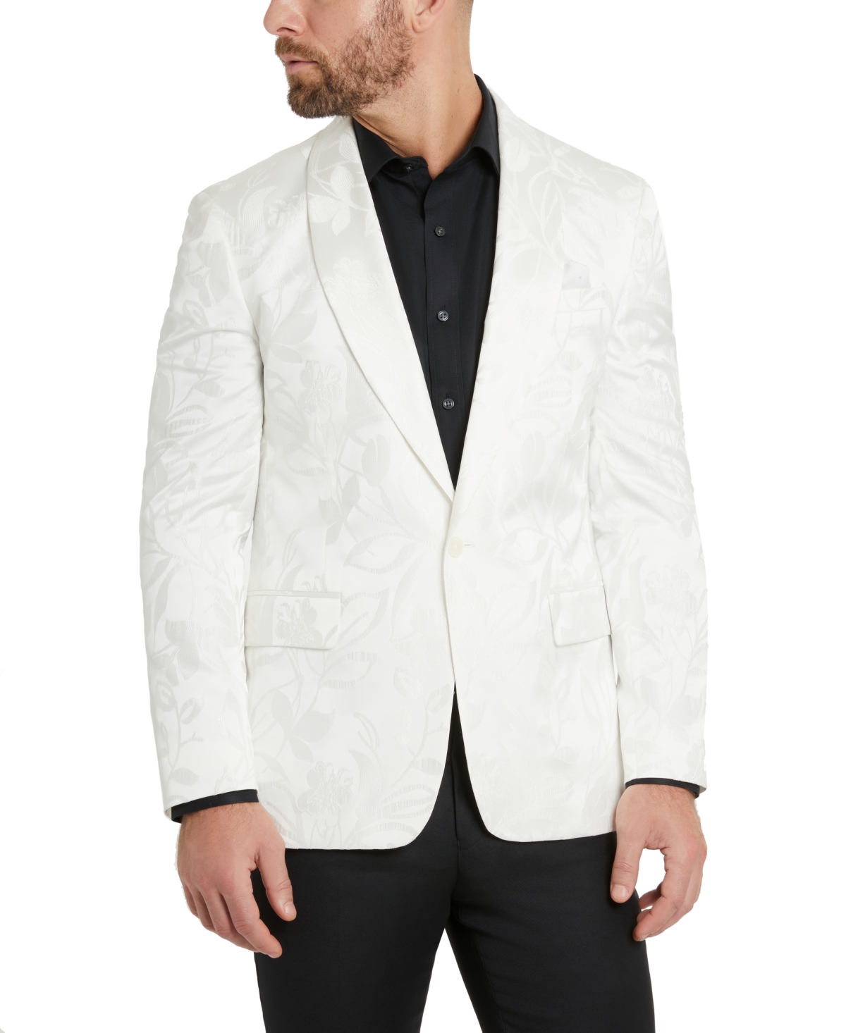 Tallia Slim Fit Textured Sport Coats In White
