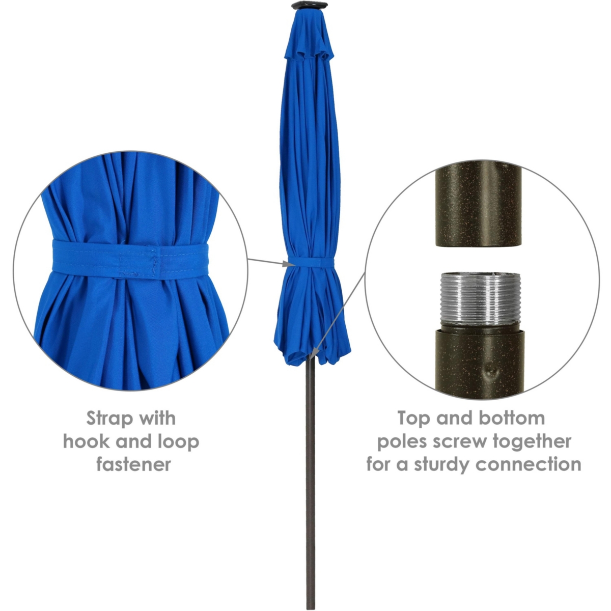 Sunnydaze Decor Solar Sunbrella Patio Umbrella with Tilt - Pacific Blue