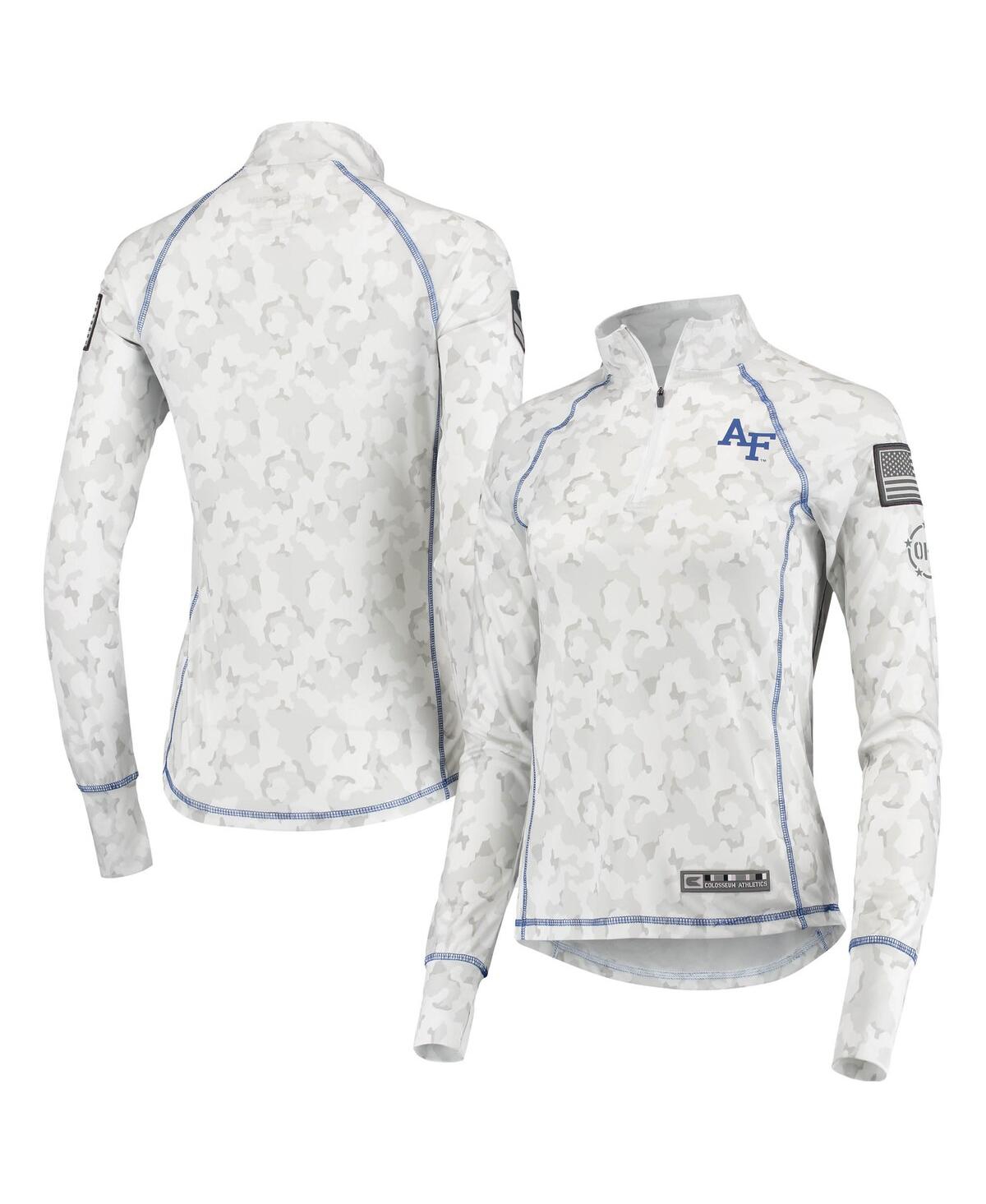 Women's Colosseum White Air Force Falcons Oht Military-Inspired Appreciation Officer Arctic Camo 1/4-Zip Jacket - White