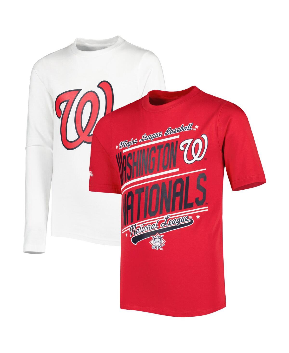 Stitches Kids' Big Boys And Girls  Red, White Washington Nationals Combo T-shirt Set In Red,white