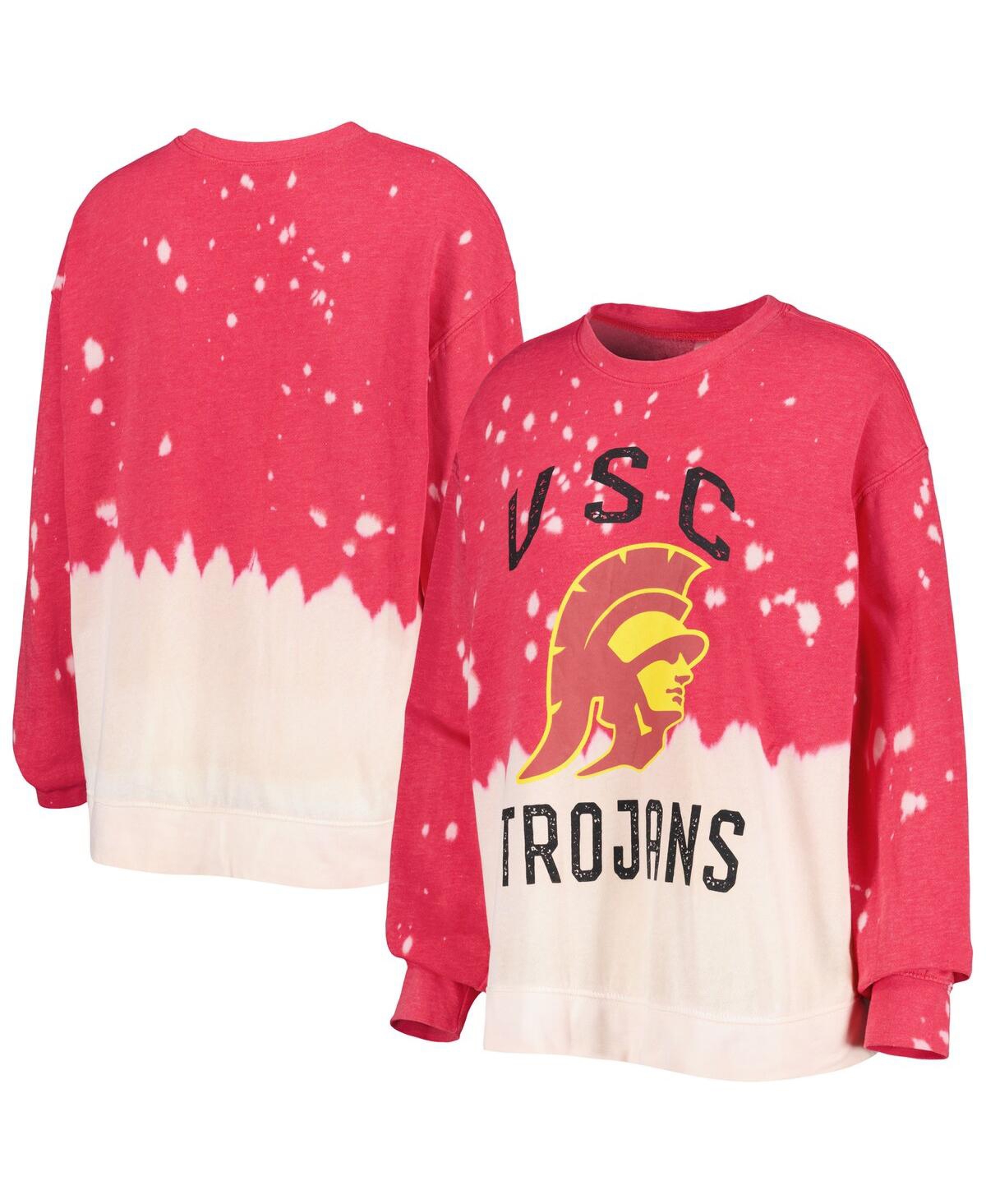 Women's Gameday Couture Cardinal Usc Trojans Twice As Nice Faded Dip-Dye Pullover Sweatshirt - Cardinal