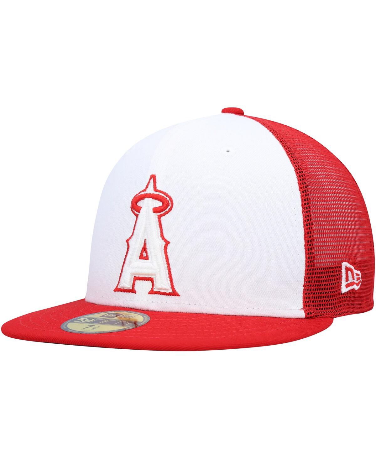 NEW ERA MEN'S NEW ERA WHITE, RED LOS ANGELES ANGELS 2023 ON-FIELD BATTING PRACTICE 59FIFTY FITTED HAT 